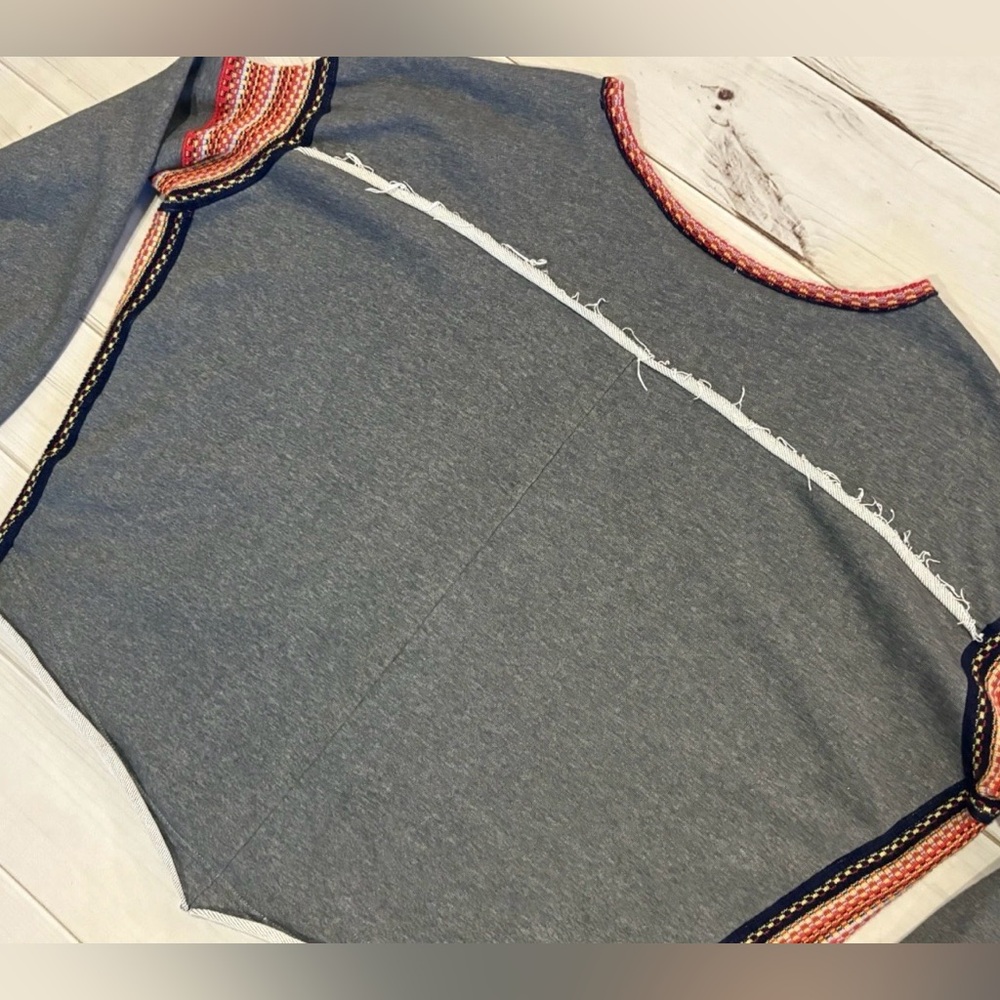 NATURAL LIFE knit trim pullover French terry sweater sweatshirt boho L/XL - Picture 10 of 13